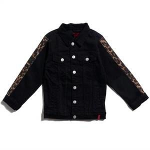 NEW HAUS OF JR boy's marcos denim jacket in black cheetah